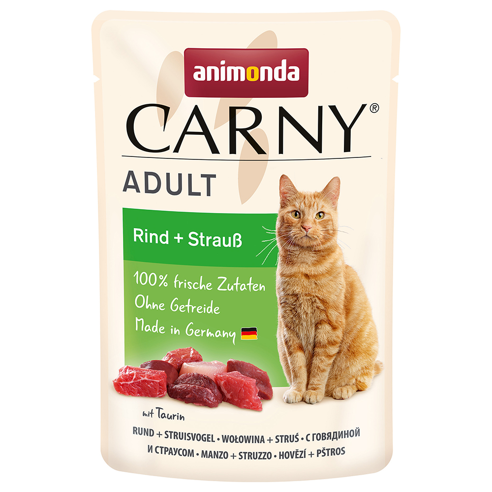foto del prodotto animonda carny adult buste 12 x 85 g umido per gatto manzo struzzo