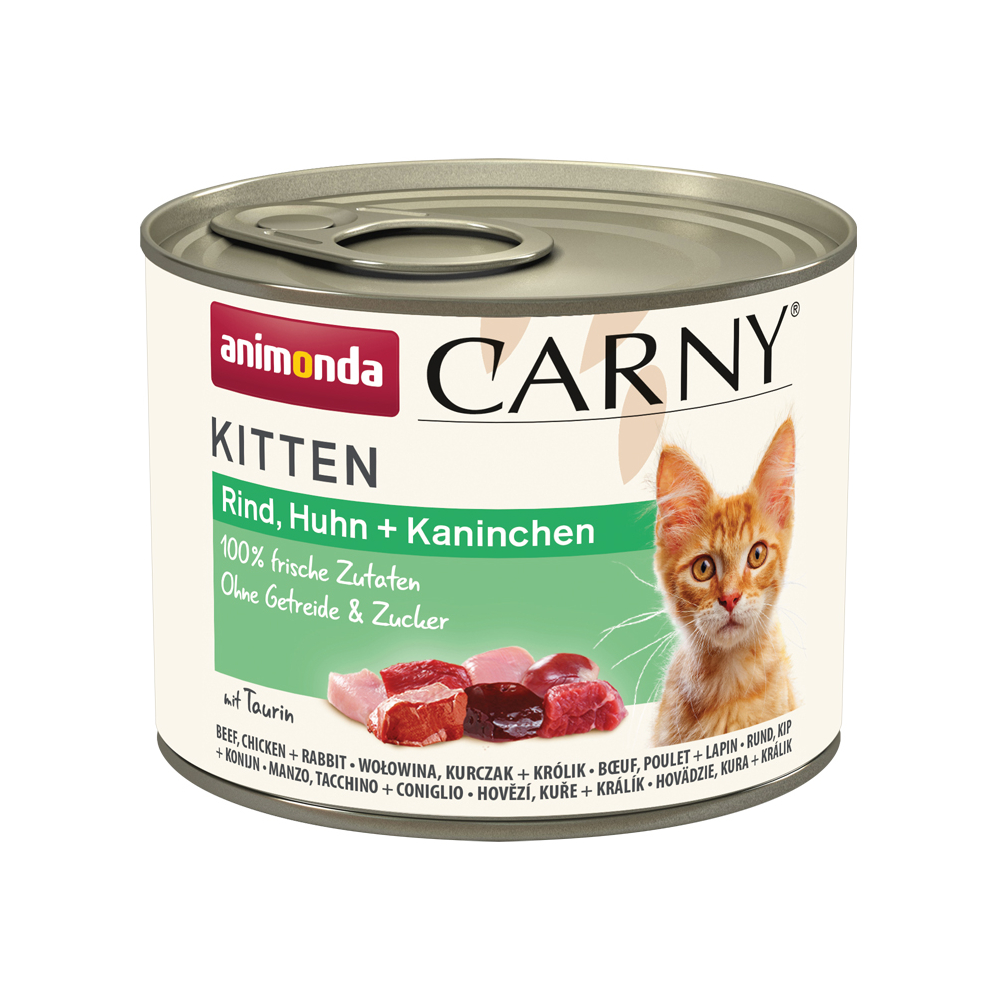 foto del prodotto animonda carny kitten 12 x 200 g alimento umido per gattini manzo, pollo coniglio