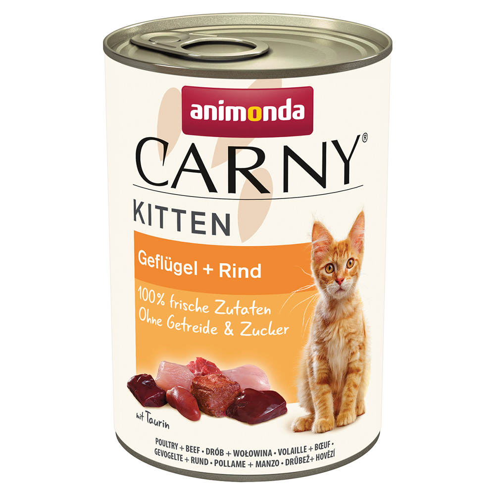 foto del prodotto animonda carny kitten 12 x 400 g alimento umido per gattini pollame manzo
