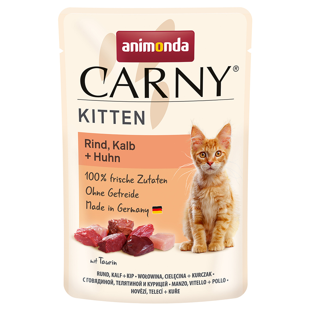 foto del prodotto animonda carny kitten buste 12 x 85 g alimento umido per gattini manzo, vitello pollo