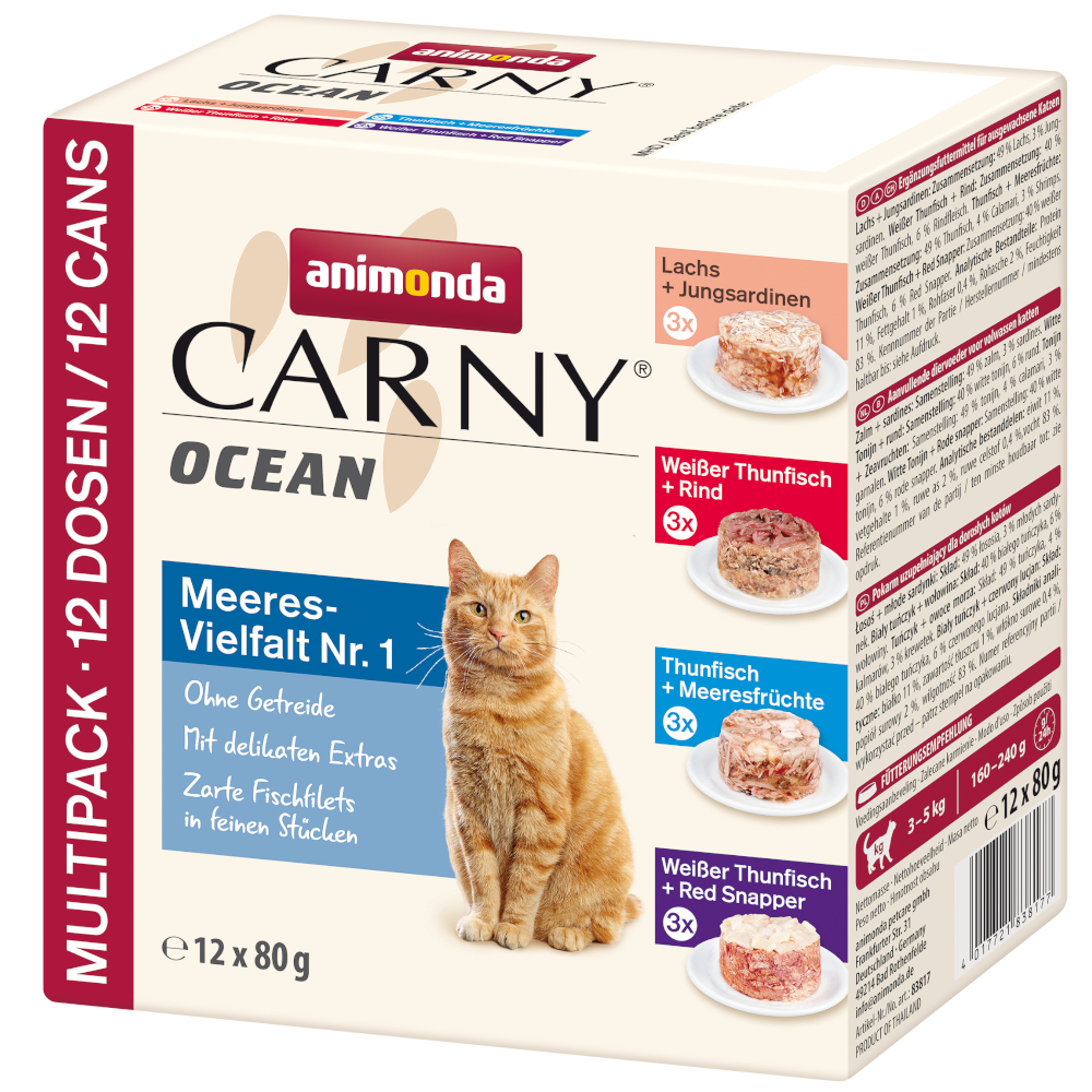 foto del prodotto animonda carny ocean 12 x 80 g pacco misto umido per gatto mix 1 3 diverse varianti tonno salmone bianchetti