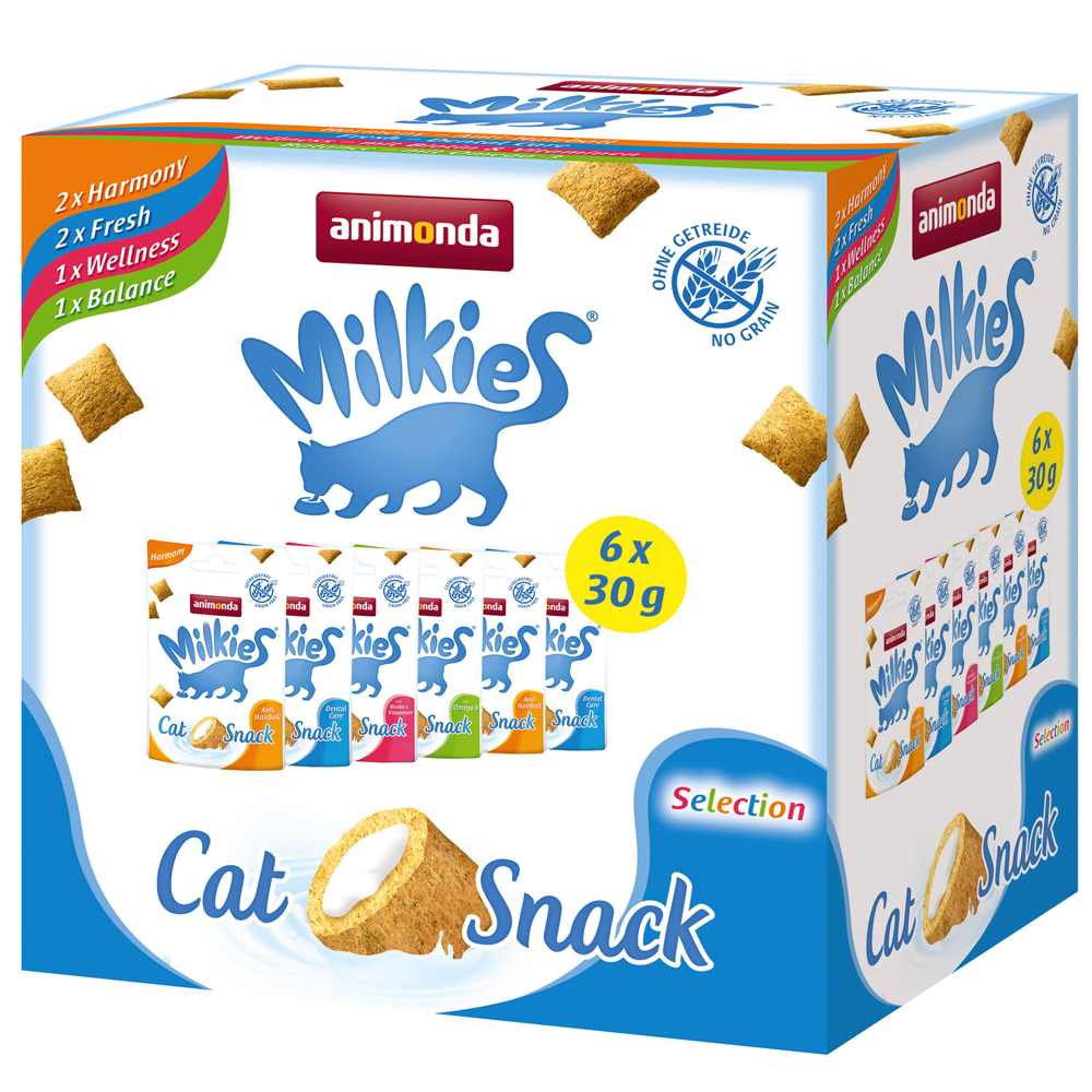 foto del prodotto animonda milkies pacco misto 6 x 30 g snack per gatto mix fresh, wellness, balance, harmony