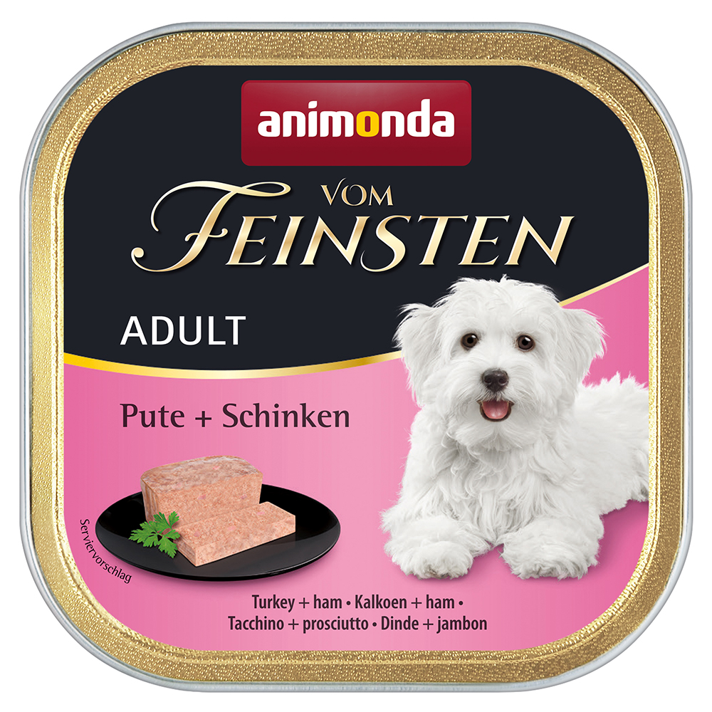 foto del prodotto animonda vom feinsten 24 x 150 g alimento umido per cani - adult tacchino prosciutto