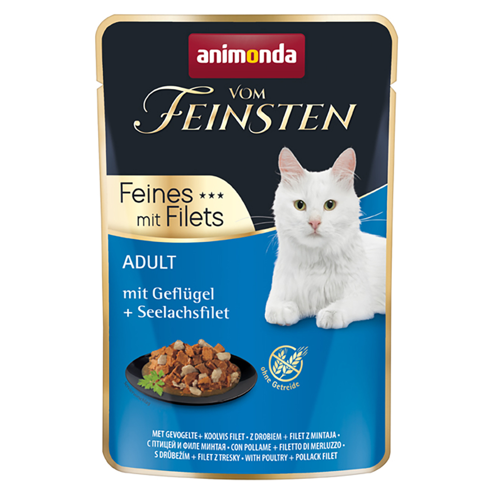 foto del prodotto animonda vom feinsten adult 18 x 85 g alimento umido per gatti con pollame filetto di merluzzo