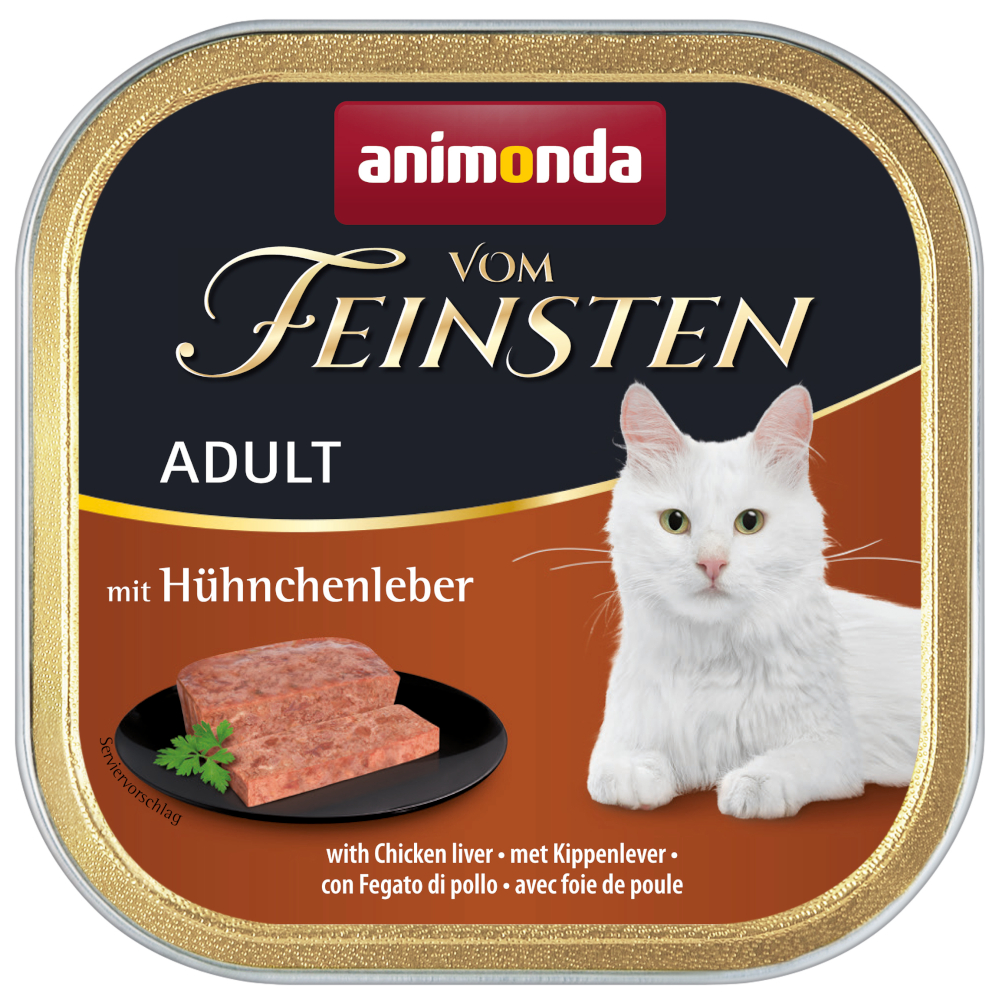foto del prodotto animonda vom feinsten adult 32 x 100 g alimento umido per gatti fegato di pollo