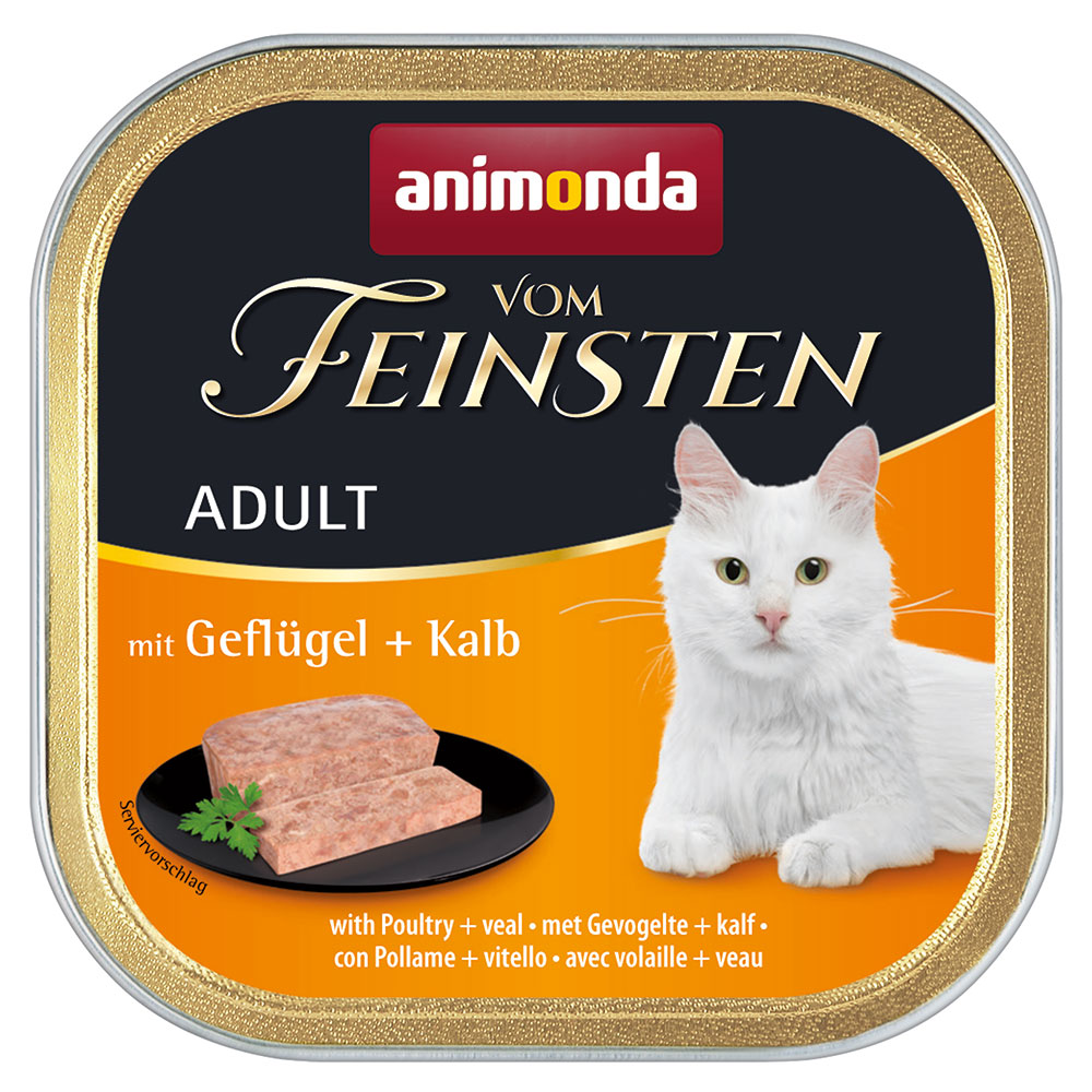 foto del prodotto animonda vom feinsten adult 32 x 100 g alimento umido per gatti pollame vitello