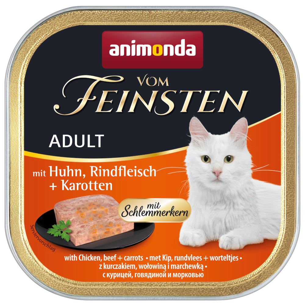 foto del prodotto animonda vom feinsten adult con cuore prelibato 6 x 100 g umido per gatti pollo, manzo carote