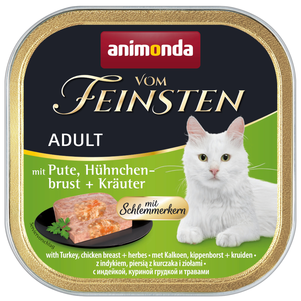 foto del prodotto animonda vom feinsten adult con cuore prelibato 6 x 100 g umido per gatti tacchino, petto di pollo erbette