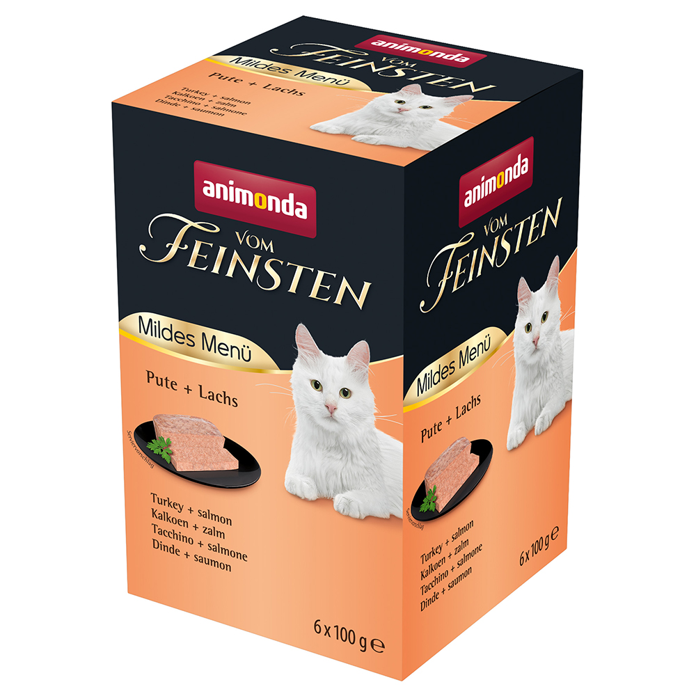 foto del prodotto animonda vom feinsten adult men delicato 6 x 100 g pacco misto umido gatti tacchino salmone