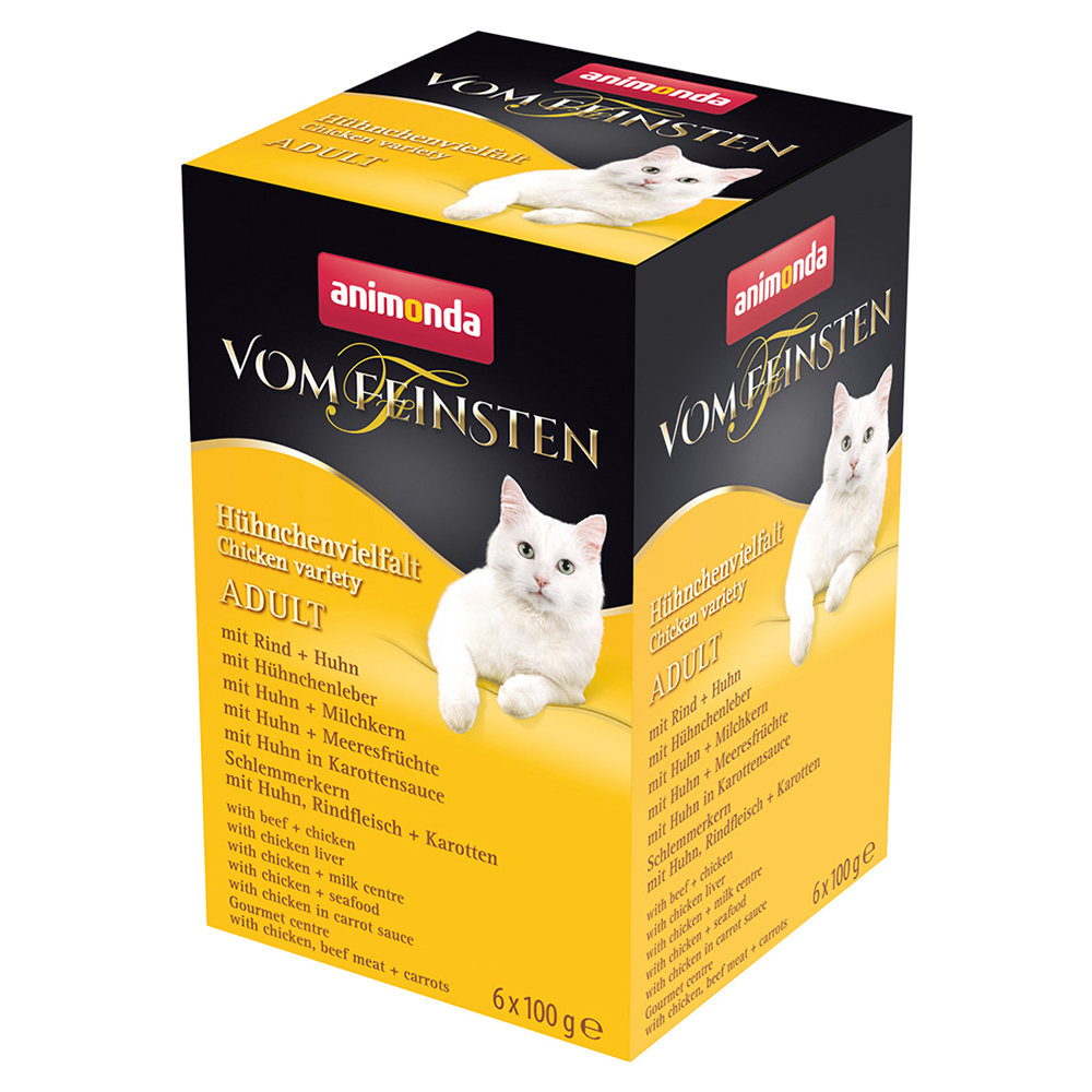 foto del prodotto animonda vom feinsten adult misto 6 x 100 g pacco misto umido per gatti variet di pollo 6 varianti 