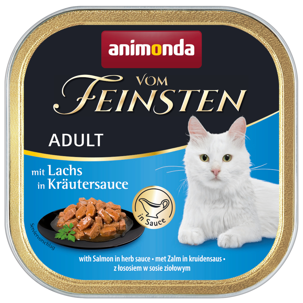 foto del prodotto animonda vom feinsten adult nograin in salsa 6 x 100 g alimento umido gatto salmone in salsa alle erbette