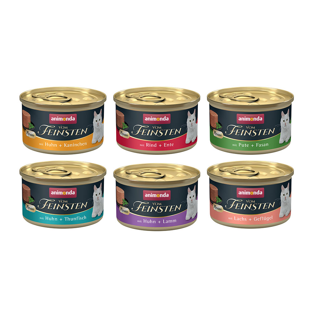 foto del prodotto animonda vom feinsten adult pacco misto 72 x 85 g alimento umido per gatti mix pollo coniglio, tacchino fagiano, salmone pollame, pollo tonno, pollo agnello, manzo anatra