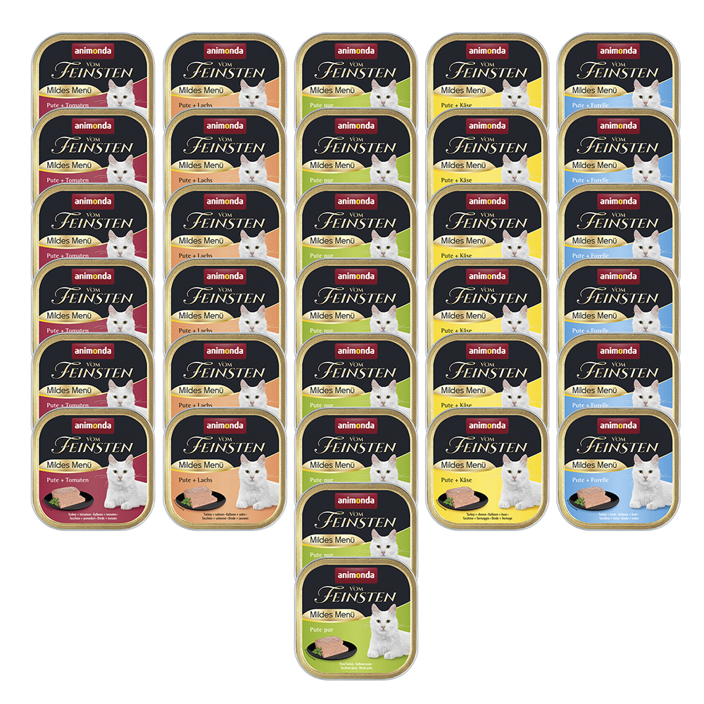 foto del prodotto animonda vom feinsten pacco misto 32 x 100 g umido per gatto variet men leggero 6 varianti con tacchino