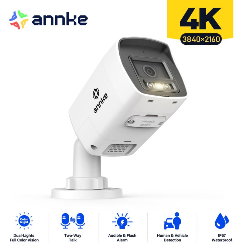 foto del prodotto anke poe 4k telecamera di sicurezza esterni, audio bidirezionale, rilevamento movimento, accesso remoto
