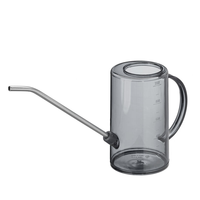 foto del prodotto annaffiatoio per piante d appartamento, 1 l, plastica e acciaio inox, innaffiatoio, collo lungo, grigio relaxdays