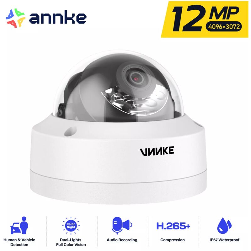 foto del prodotto annke 12mp telecamera di sorveglianza,esterno poe telecamera visione notturna a colori,rilevamento di persone veicoli,impermeabile ip67,