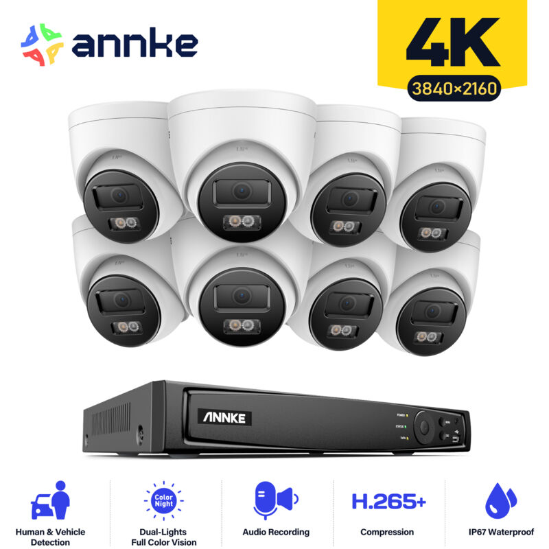 foto del prodotto annke 4k kit di videosorveglianza nvr 8 8mp telecamere visione notturna accesso remoto kit di telecamere di sorveglianza sistema di sicurezza