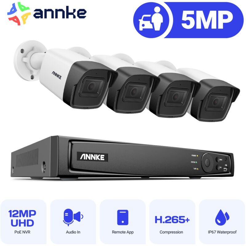 foto del prodotto annke 8ch kit di videosorveglianza nvr 45mp ir telecamera sicurezza bullet interni esterni visione notturna rilevazione di movimento sistema