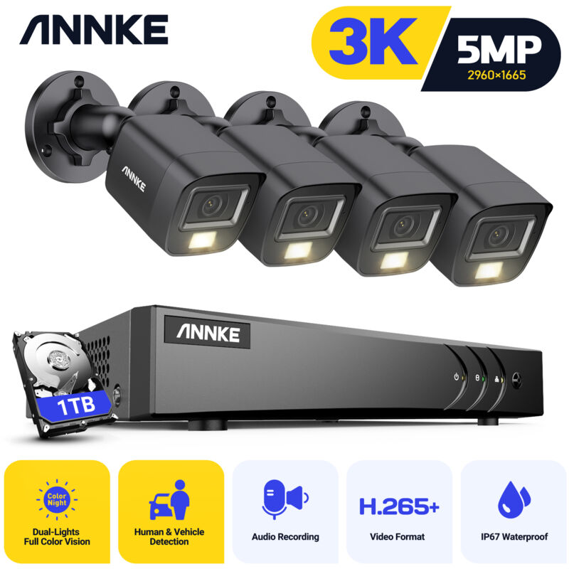 foto del prodotto annke 8ch syst me de s curit vid o 5mp h.265 5 en 1 dvr enregistreur 3k cam ra ext rieure tanche protection cctv kit de vid osurveillance 4