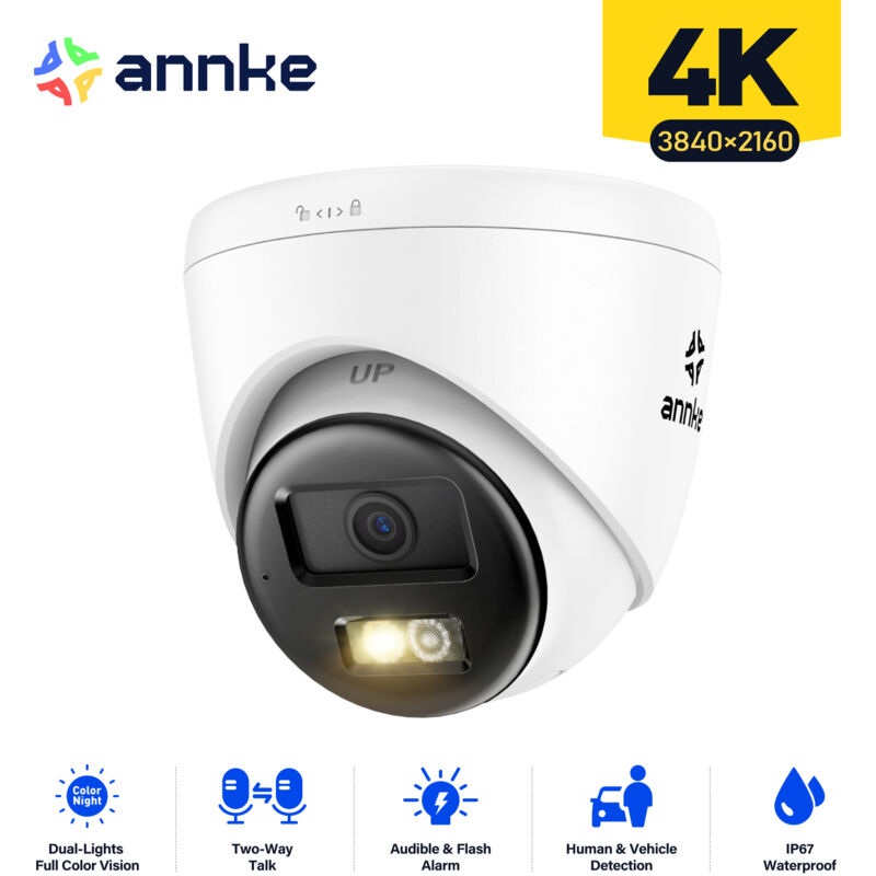 foto del prodotto annke anke poe 4k telecamera di sicurezza esterni, audio bidirezionale, rilevamento movimento, visione notturna, accesso remoto