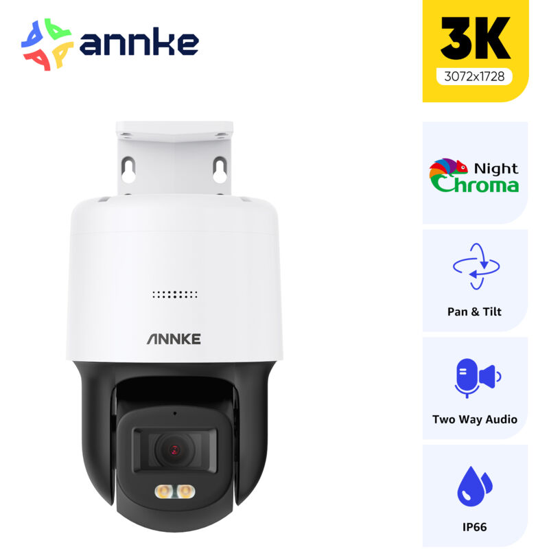 foto del prodotto annke cam ra de s curit poe speed dome 3k pt, vision nocturne couleur,d tection de mouvement, audio bidirectionnel