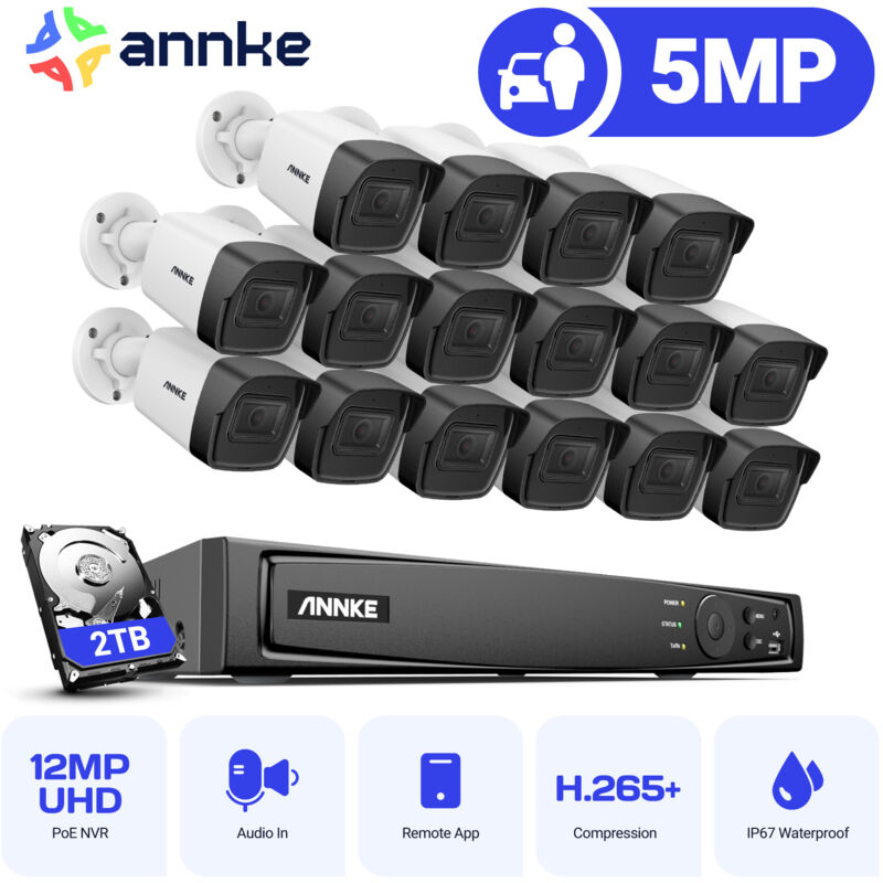 foto del prodotto annke kit di videosorveglianza 5mp 16 telecamera poe esterno visione notturna sistema di sorveglianza telecamera accesso remoto 2tb