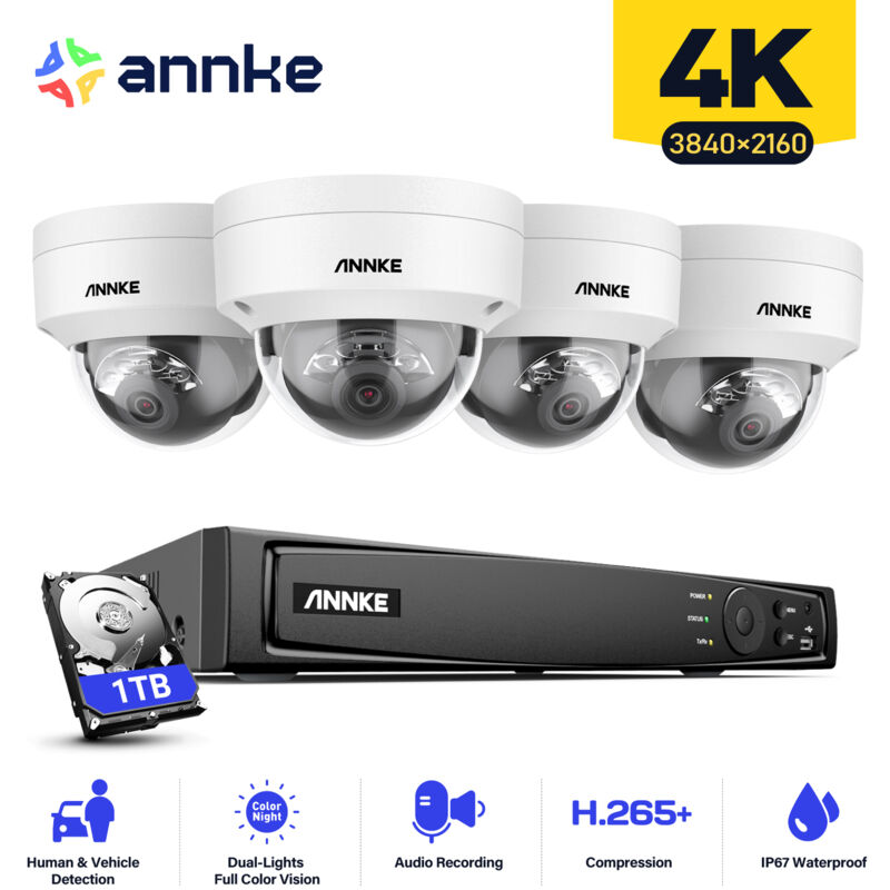foto del prodotto annke kit videosorveglianza 8ch nvr 4 8mp telecamere intelligente doppia luce accesso remoto kit di telecamere di sorveglianza sistema di sicurezza