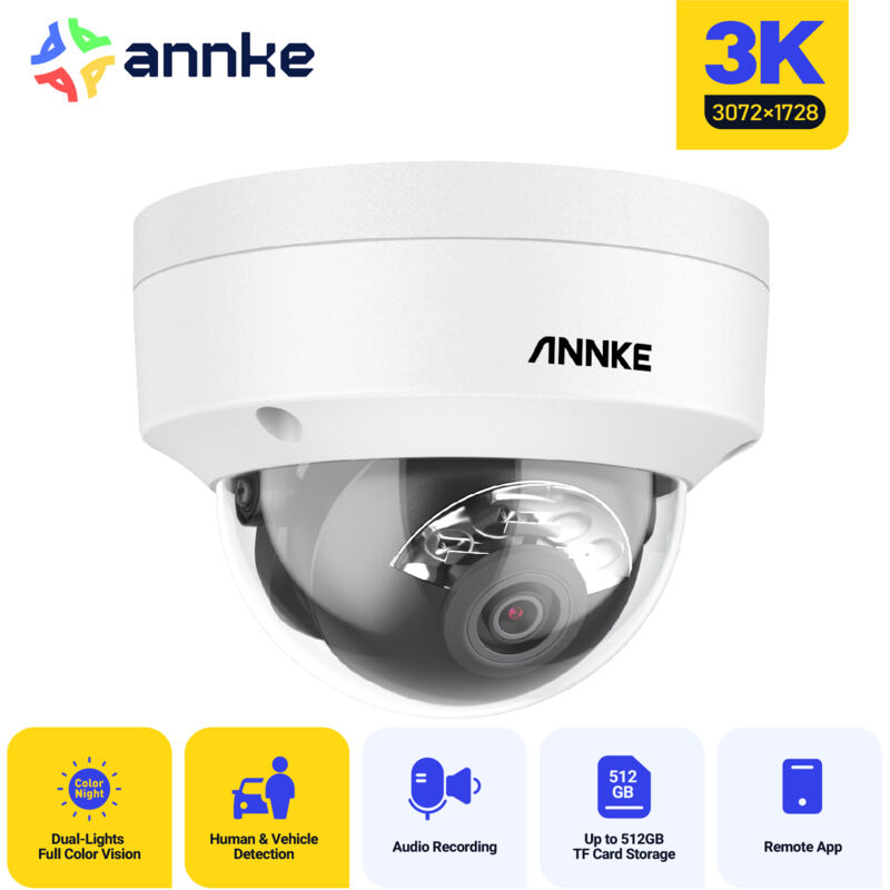 foto del prodotto annke poe 3k telecamera di sicurezza esterni visione notturna a colori,ip67, rilevamento del movimento