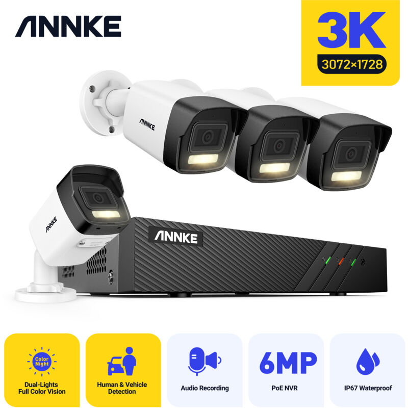 foto del prodotto annke poe kit videosorveglianza 6mp nvr 4 5mp ip camera sorveglianza ir visione notturna colori telecamere sorveglianza allarm motion detection