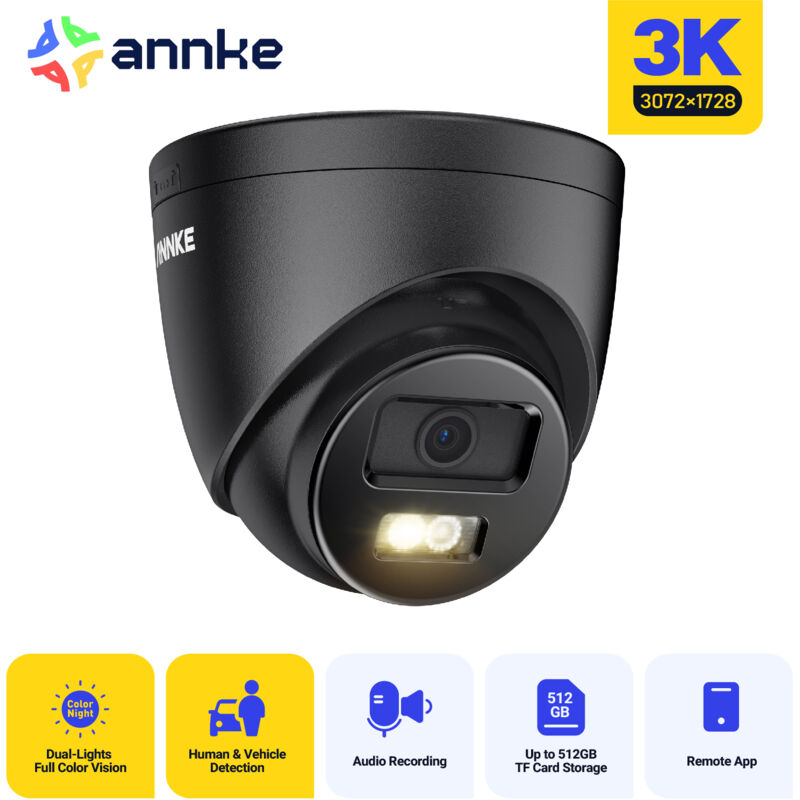 foto del prodotto annke poe telecamera di sicurezza 3k esterni visione notturna a colori, ip67, rilevamento movimento, accesso remoto