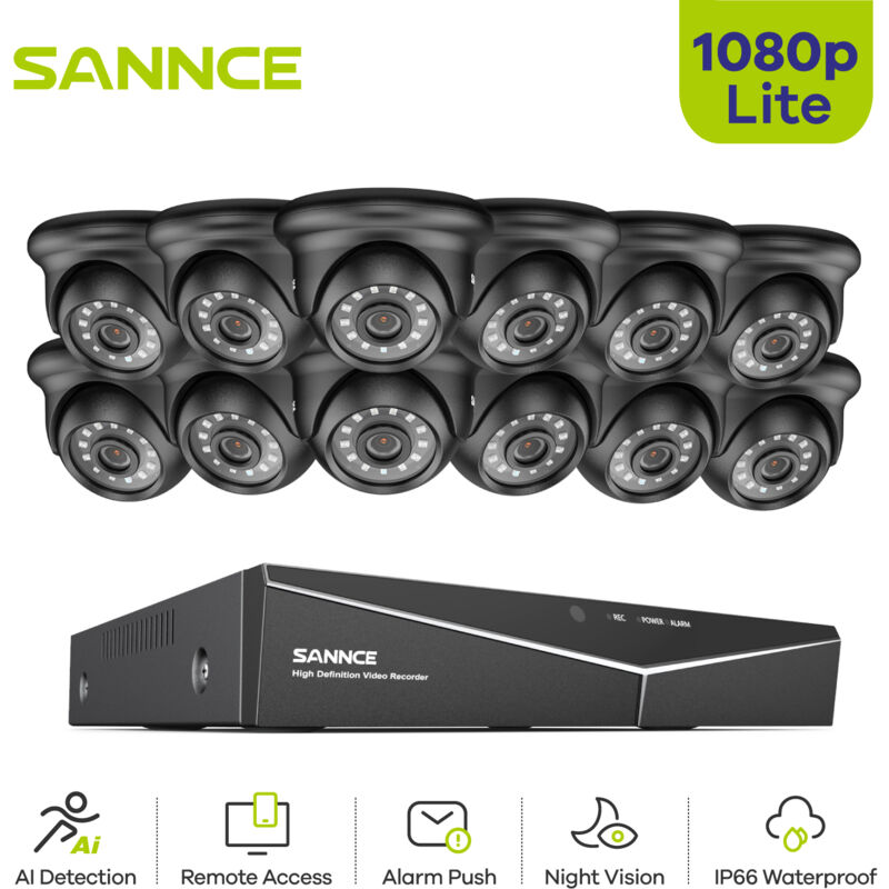 foto del prodotto annke sannce 16ch kit videosorveglianza 1080p dvr telecamere ir monitor remoto visione notturna sicurezza sistema