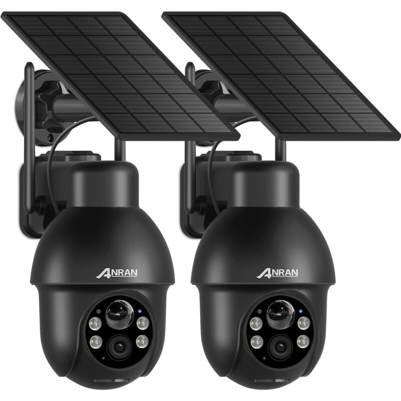 foto del prodotto anran 2 pezzi telecamera di sicurezza batteria esterna solare, telecamera di sicurezza wireless wi fi con riflettore, ai motion detection e alexa