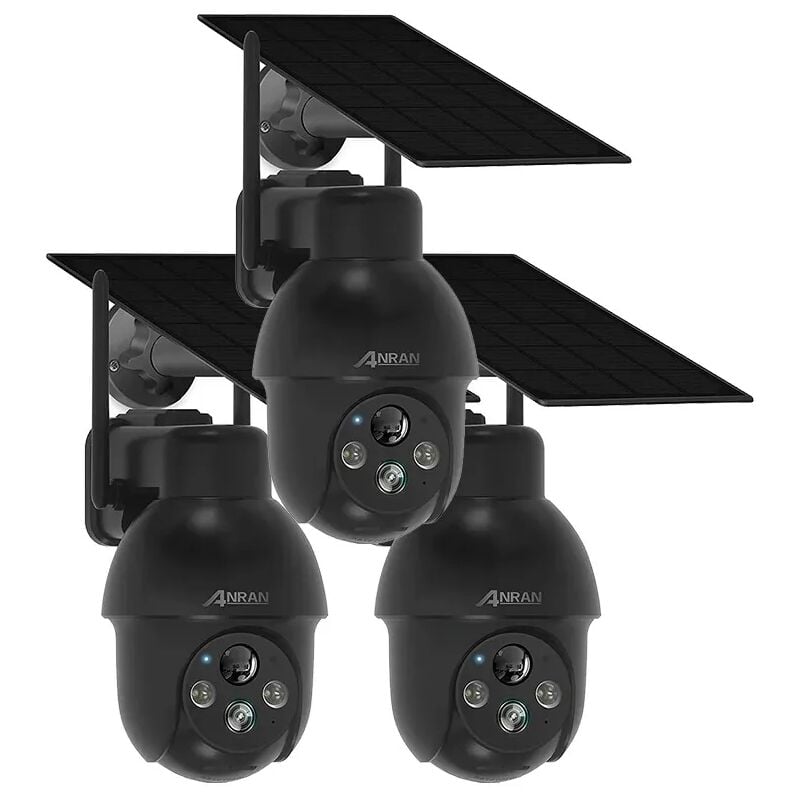 foto del prodotto anran 3 pezzi telecamera di sicurezza batteria esterna solare, telecamera di sicurezza wireless wi fi con riflettore, ai motion detection e alexa