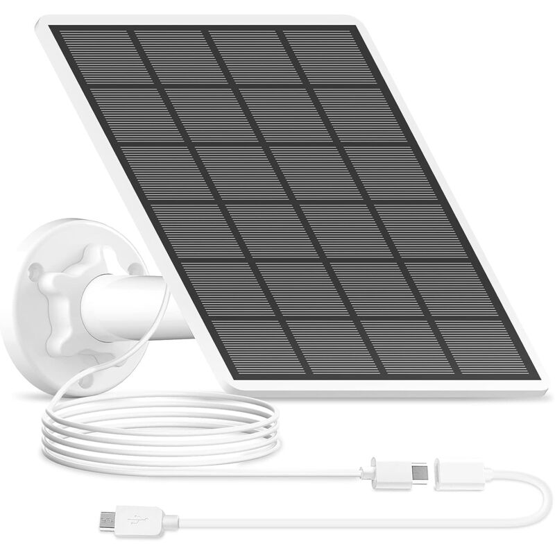 foto del prodotto anran 3w pannello solare per telecamere di sorveglianza alimentate a batteria, connettore type c con adattatore per connettore micro usb