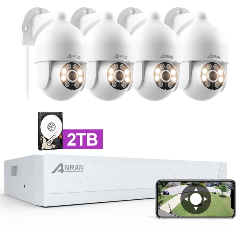 foto del prodotto anran 5mp fhd kit di telecamere di sorveglianza poe, 4x 5mp poe ip telecamera per esterni e 8ch 1tb hdd nvr per la registrazione 24 7, rilevamento