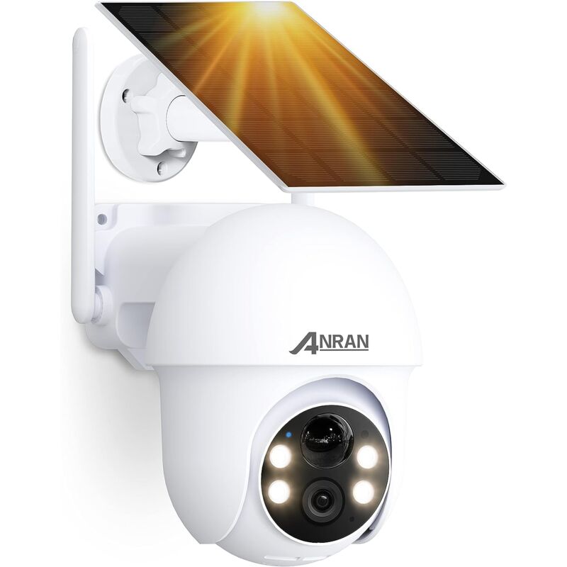 foto del prodotto anran telecamera videocamere di sorveglianza esterni 5mp a batteria senza fili, telecamera con pannello solare, rilevamento del movimento pir,