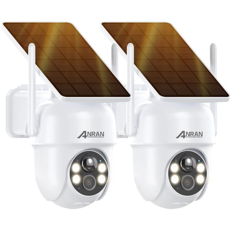 foto del prodotto anran videocamere di sorveglianza esterni 360 per sorveglianza domestica con pannello solare integrato, telecamere wireless , faretto e