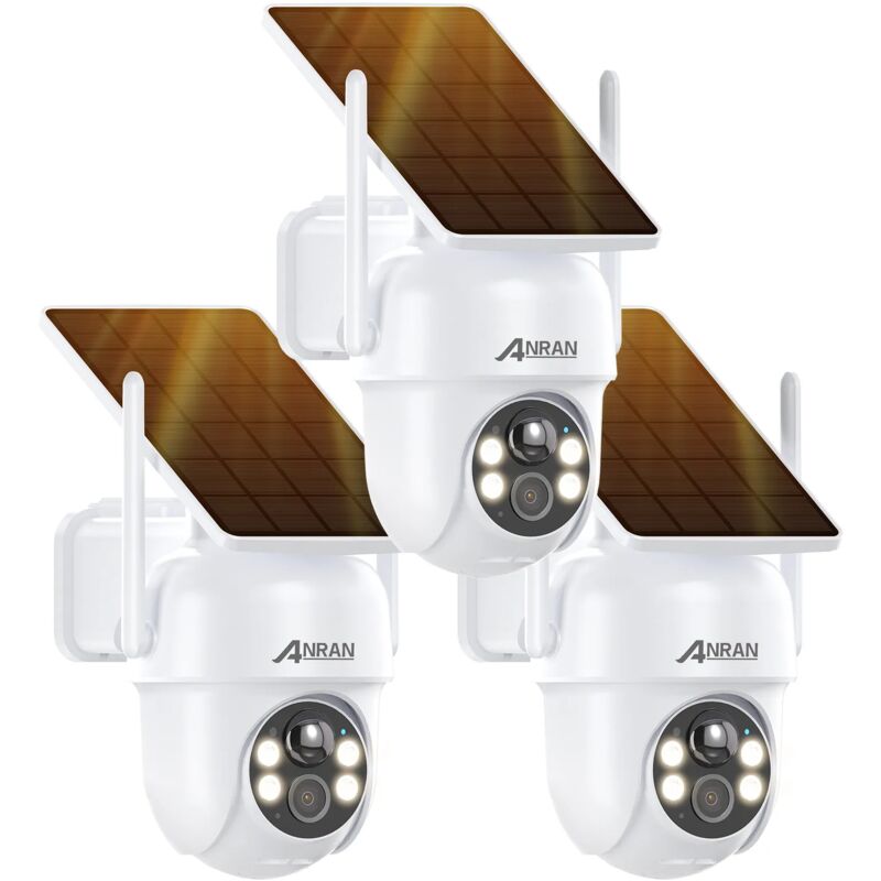 foto del prodotto anran videocamere di sorveglianza esterni 360 per sorveglianza domestica con pannello solare integrato, telecamere wireless , faretto e