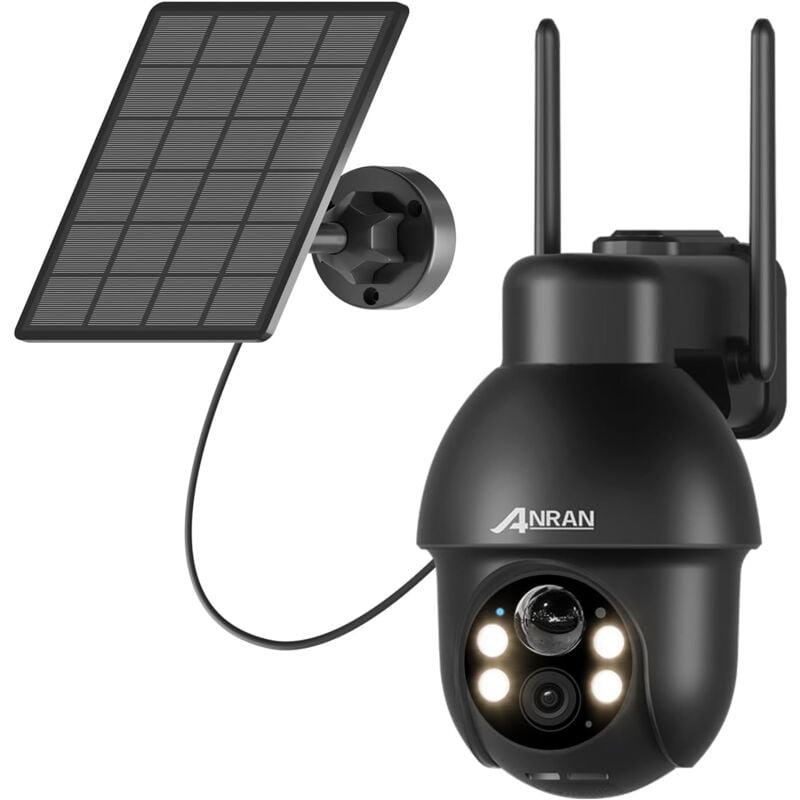 foto del prodotto anran videocamere di sorveglianza per esterni2k telecamera wifi esterno senza fili, 360 telecamera pannello solare ai rilevazione del movimento,