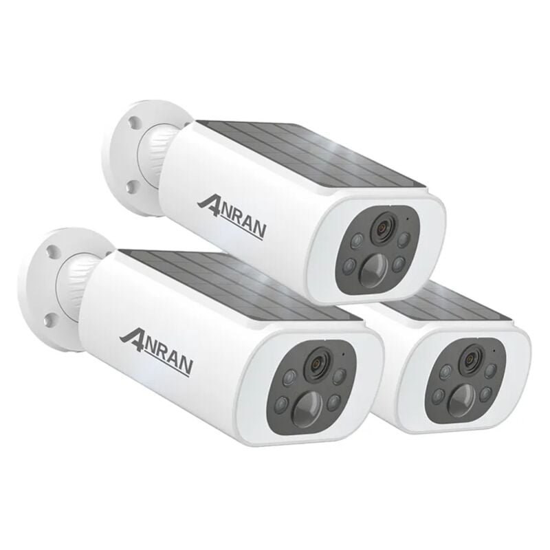 foto del prodotto anran videocamere di sorveglianza per interni e esterni telecamera wi fi esterno batteria senza fili con solare pannello, 3mp con visione notturna
