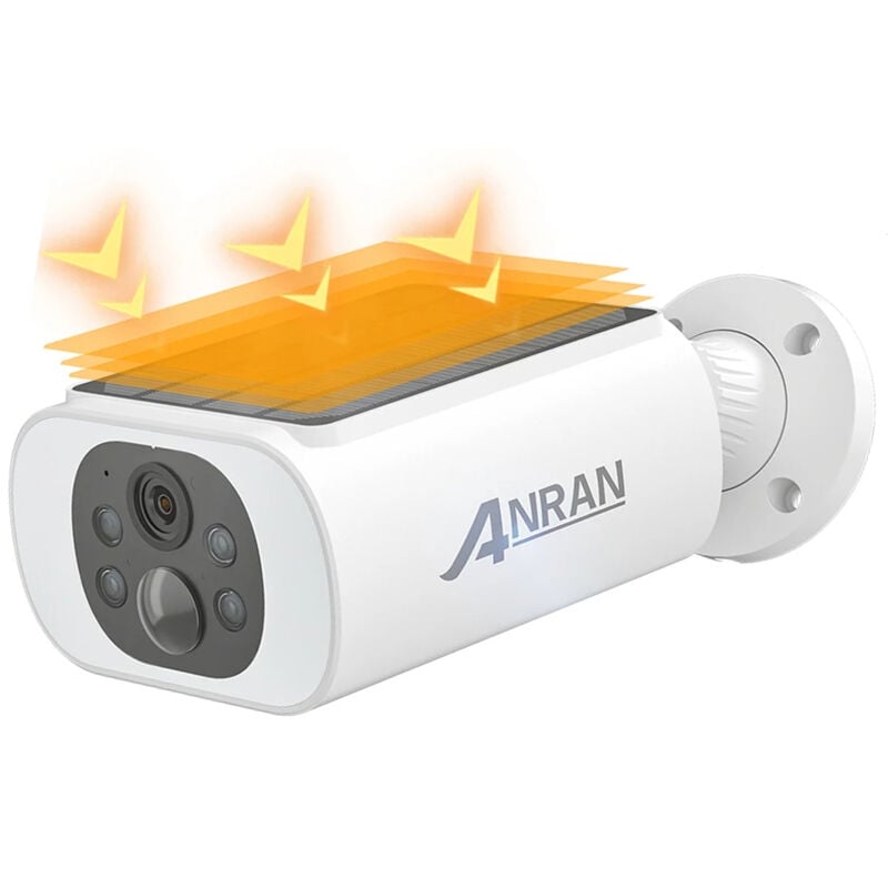foto del prodotto anran videocamere di sorveglianza per interni e esterni telecamera wi fi esterno batteria senza fili con solare pannello, 3mp con visione notturna