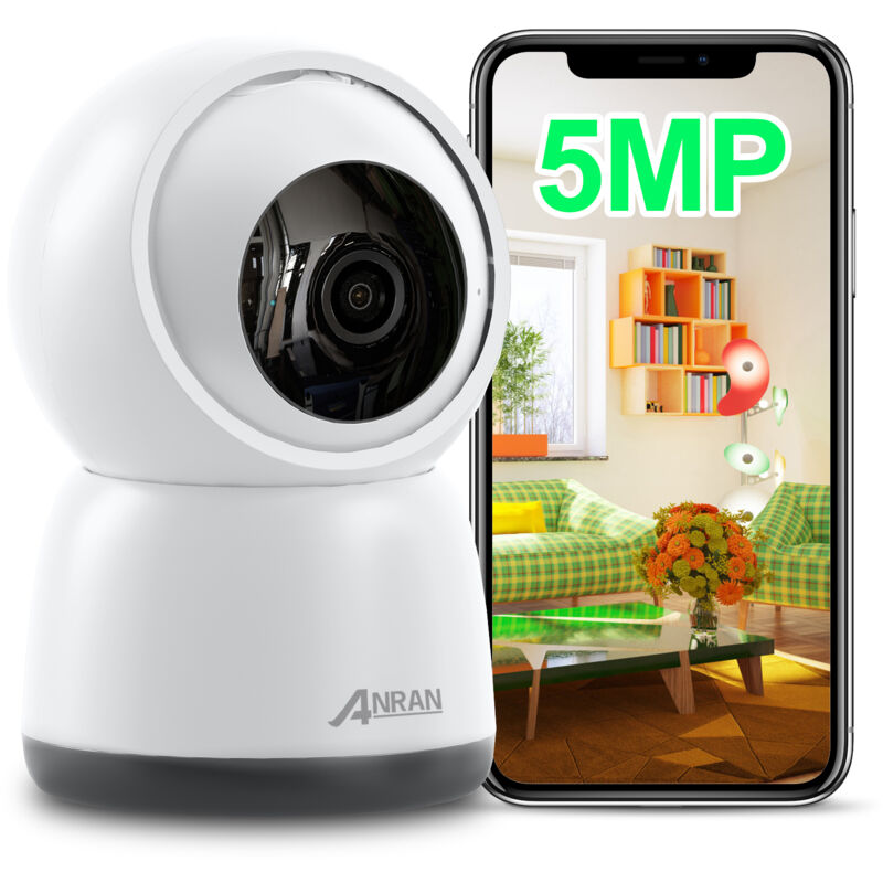 foto del prodotto anran videocamere di sorveglianza per interni e esterni telecamera wifi da interno 5mp , rotazione 360 , audio bidirezionale, visione notturna,
