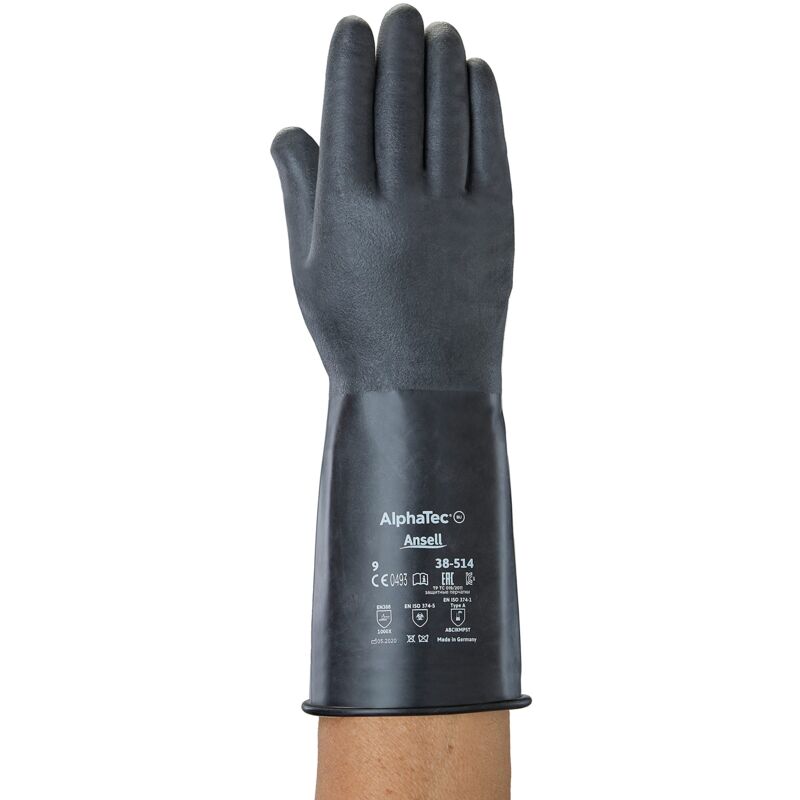 foto del prodotto ansell alphatec 38 514 guanti chimici di butile, massima protezione per lavori pesanti, design flessibile e confortevole, industriali dpi , senza