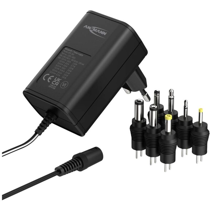 foto del prodotto ansmann 1201 0021 alimentatore a spina regolabile 12 v dc, 9 v dc, 7.5 v dc, 6 v, 4.5 v dc, 3 v 300 ma 3.60 w