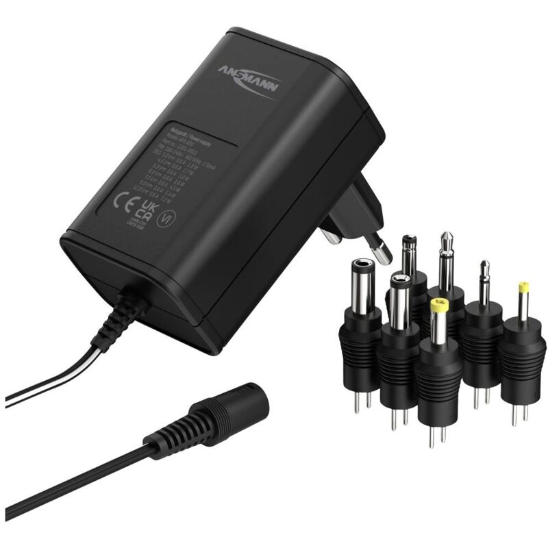 foto del prodotto ansmann 1201 0022 alimentatore a spina regolabile 12 v dc, 9 v dc, 7.5 v dc, 6 v, 4.5 v dc, 3 v 600 ma 7.20 w