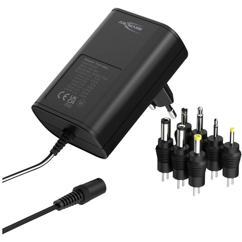 foto del prodotto ansmann 1201 0024 alimentatore a spina regolabile 12 v dc, 9 v dc, 7.5 v dc, 6 v, 4.5 v dc, 3 v 1500 ma 18 w