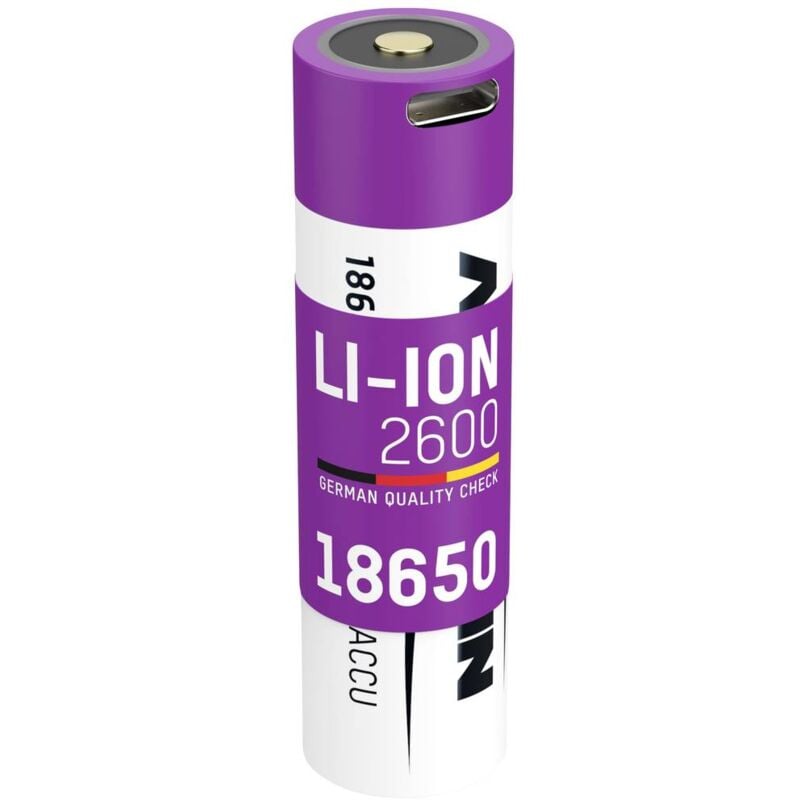foto del prodotto ansmann 18650 2,6 batteria ricaricabile usb c 18650 li ion 3.7 v 2600 mah