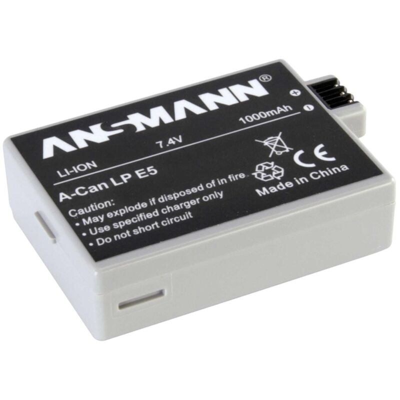 foto del prodotto ansmann a can lp e 5 batteria per fotocamera li ion 1000 mah per canon lc e5e eos 1000, 450, 500, kiss f, kiss x2, kiss x3, rebel t1i, rebel