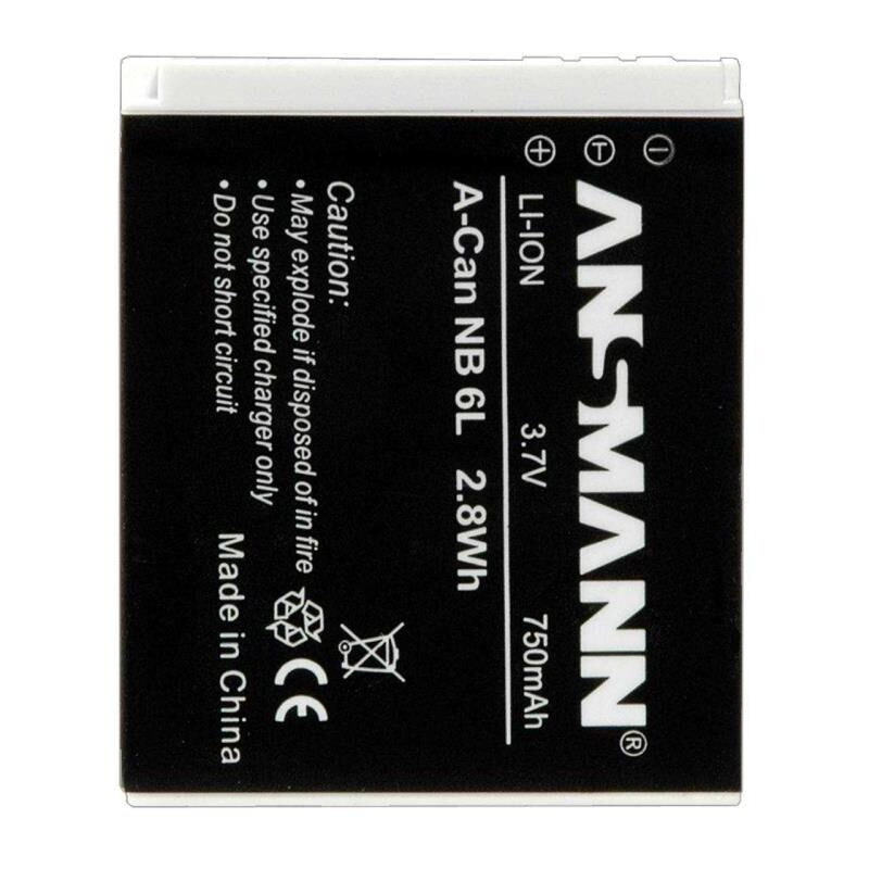 foto del prodotto ansmann a can nb 6 l batteria 750 mah per canon powershot d20, n, sx170, sx260, sx270, sx280, sx500, sx510, sx600, sx700