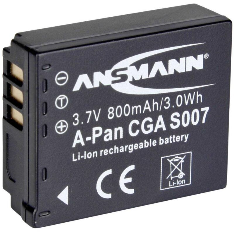 foto del prodotto ansmann a pan cga s007 batteria per fotocamera li ion 800 mah per panasonic lumix dmc tz11, tz15, tz3eg ta, tz4egm s, tz4e k, tz4e s,